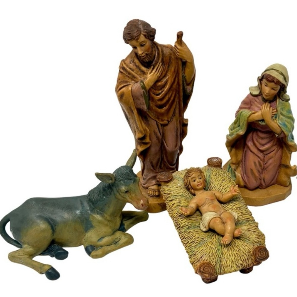DiGiovanni Heirloom Nativity Figures Holy Family Donkey Vintage Christmas
